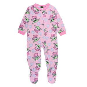 Grogu Pink Toddler Blanket Sleeper | Star Wars Gifts, Green/Pink/Blue, 4